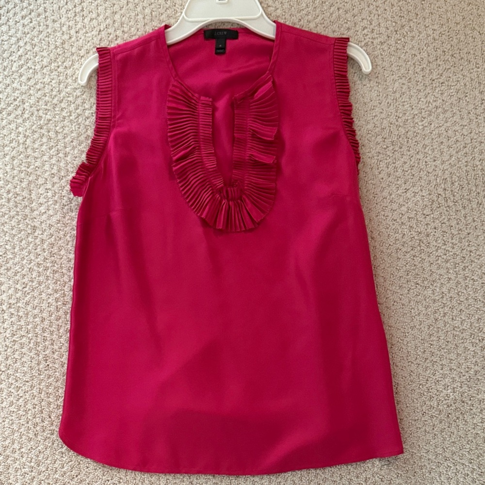 Like New: JCrew Vibrant Pink Ruffle Blouse